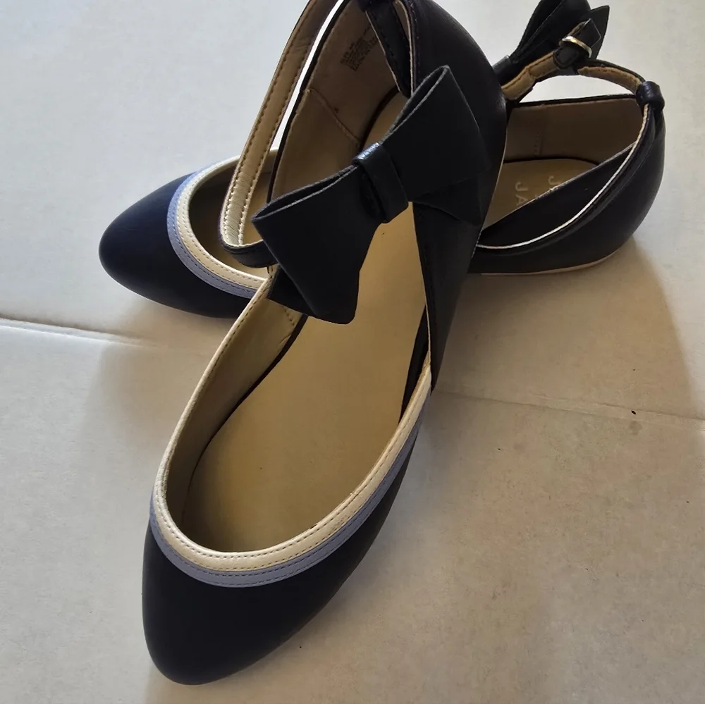 Janie And Jack Bow Strap Ballet Flat In Merchant Marine Color Size 4k